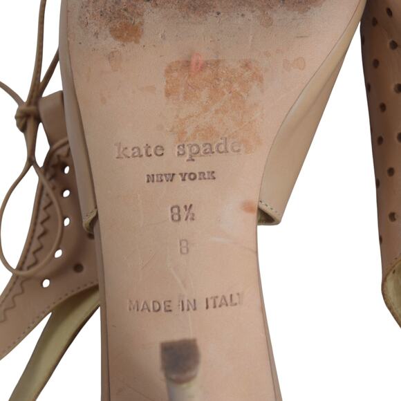 Kate Spade Nude Leather Heels 8.5 | Made in Italy Slingback Pumps - Picture 8 of 8